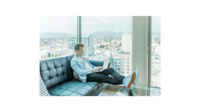 Remote work setup with a comfortable and productive workspace.