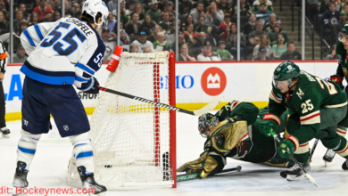 Mark Scheifele celebrating historic goal against San Jose Sharks.