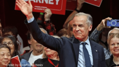 Mark Carney addressing supporters after election victory, symbolizing Canada's Stand in new trade policy direction