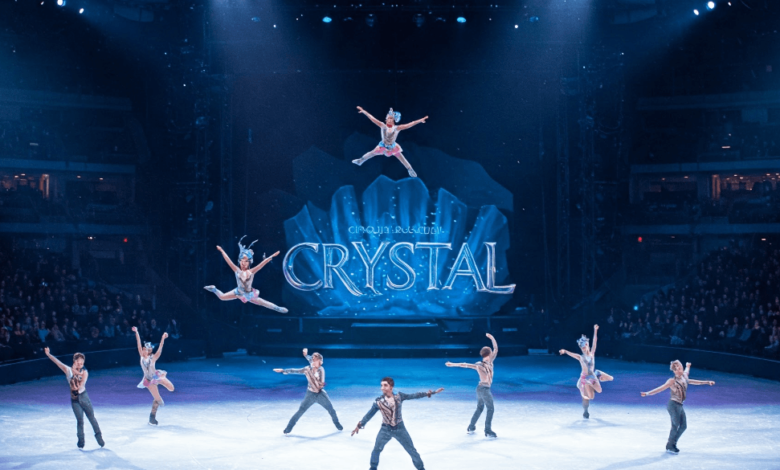 Acrobats performing on ice during Cirque du Soleil's Crystal in Vancouver