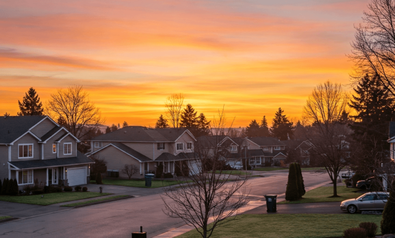 Sunrise over South Surrey on April 24, 2025, with clear skies and tranquil neighbourhood streets