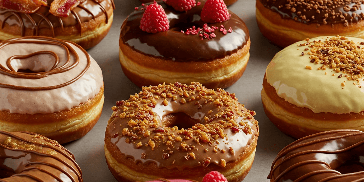 Handcrafted artisan donuts from Neate Donuts in Vancouver featuring innovative flavors like maple bacon, raspberry ganache, and more.