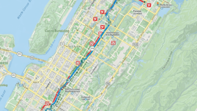 Detailed map showing Vancouver Marathon 2025 road closures and detour routes