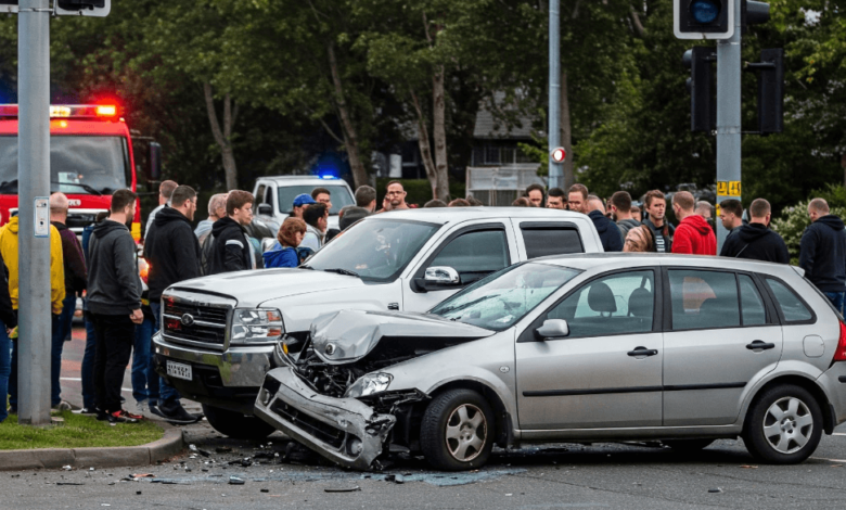 Emergency responders at the scene of a Vancouver traffic light collision involving multiple vehicles