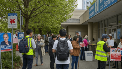 Vancouver residents casting their votes in the 2025 federal election amid rising concerns over U.S. tariffs and the cost of living
