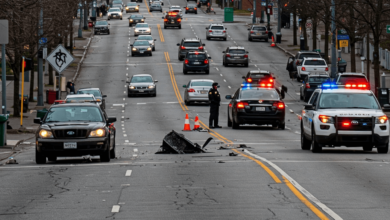 Scene from the Vancouver dangerous driving case, showing the aftermath of a fatal crash that left one dead and two injured.