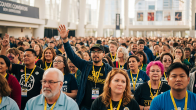 Large crowd gathered at Vancouver Convention Centre for Alcoholics Anonymous 90th Anniversary Convention