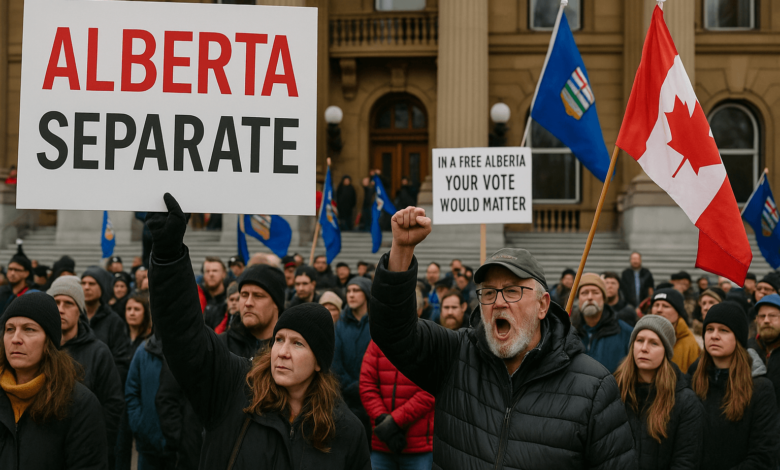 Protesters at Alberta Legislature demanding separation