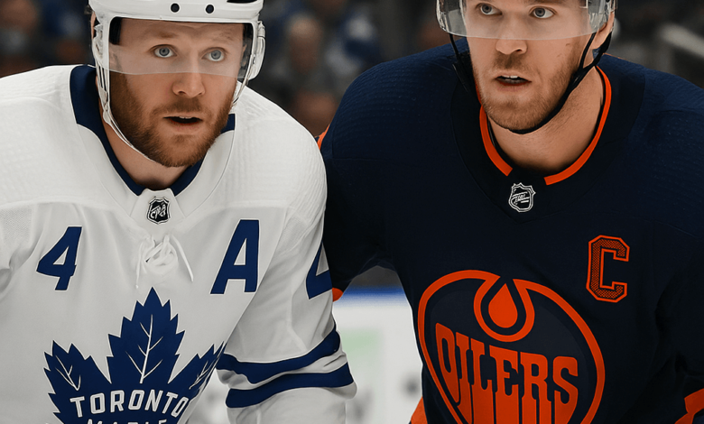 Rielly and McDavid during 2025 NHL playoffs