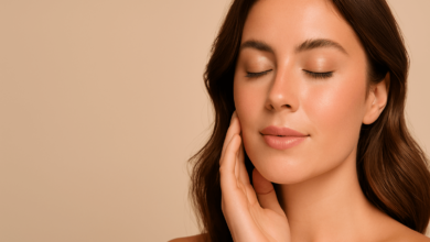 Woman glowing in natural minimalist makeup