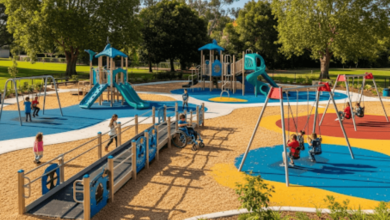 Upgraded playground at Delta Park featuring inclusive and accessible design