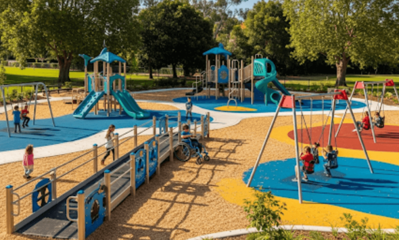 Upgraded playground at Delta Park featuring inclusive and accessible design
