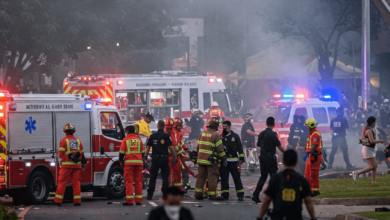 Emergency crews respond at Memorial South Park after Lapu Lapu Festival attack in Vancouver