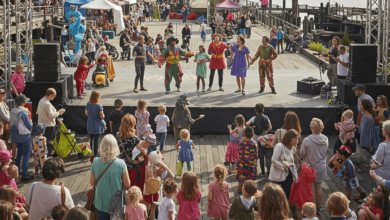 Families and children enjoying a sunny day of performances at Vancouver International Children’s Festival 2025