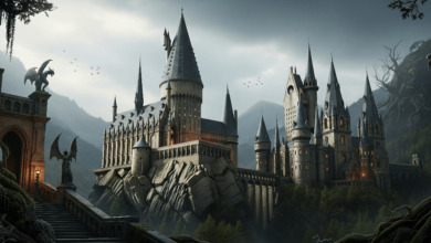 Concept artwork of a magical castle inspired by Hogwarts for the new HBO Harry Potter series reboot