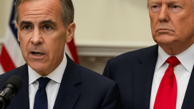 Mark Carney discusses trade with President Trump at the White House.