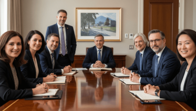 Metro Vancouver regional board members discussing governance reforms in a formal meeting room