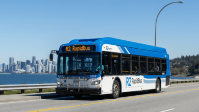R2 RapidBus traveling along Marine Drive, set to extend to Metrotown by 2027