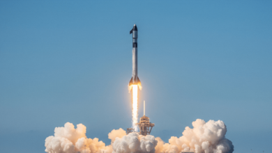 SpaceX Starship rocket lifting off during Flight 9 test launch at Boca Chica, Texas