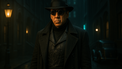 Nicolas Cage as Spider-Man Noir in 1930s New York setting
