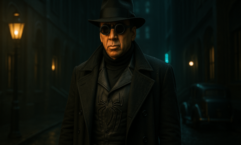Nicolas Cage as Spider-Man Noir in 1930s New York setting