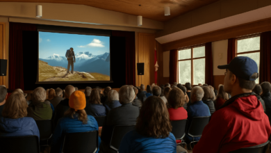 VIMFF 2025 attendees enjoying a mountain film screening in Hope, BC, celebrating adventure.