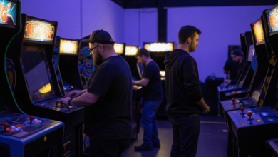 Attendees enjoying classic arcade games at the Vancouver Retro Gaming Expo 2025 in New Westminster
