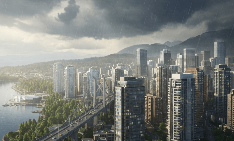 Vancouver cityscape showcasing the contrasting weather of May 2025