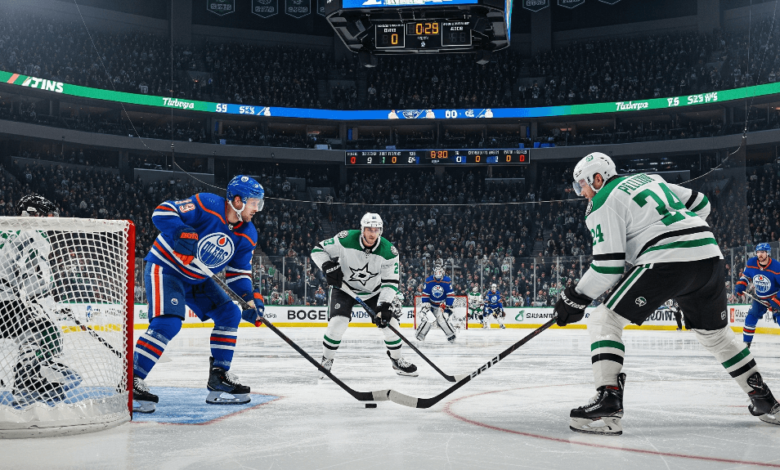 Edmonton Oilers and Dallas Stars face off during 2025 NHL Western Conference Final