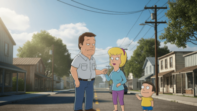 King of the Hill revival 2025 with Hank Hill, Peggy, and Bobby in animated scene from Arlen, Texas