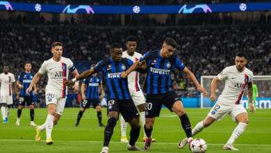 PSG and Inter Milan players in action during the UEFA Champions League Final 2025 at Allianz Arena