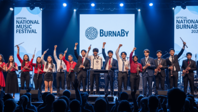 Burnaby students performing on stage at a national music festival, celebrating a major win in 2025.