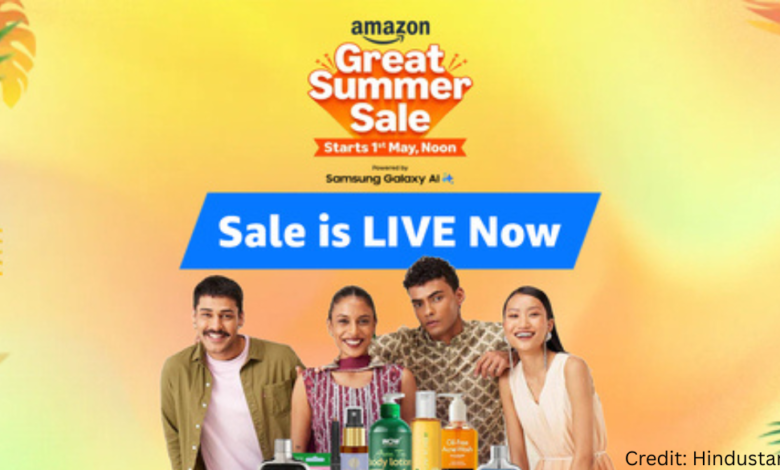 Model holding shopping bags wearing summer fashion outfits during Amazon June 2025 Sale