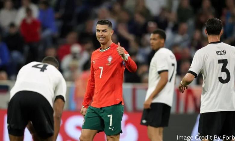 Cristiano Ronaldo and German players during the Nations League Final face-off in 2025