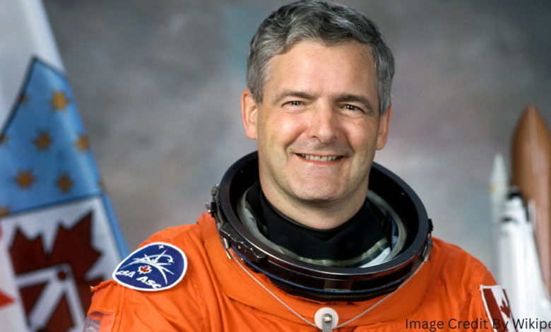 Marc Garneau floating inside the Space Shuttle Challenger during his historic 1984 mission as Canada's first astronaut.