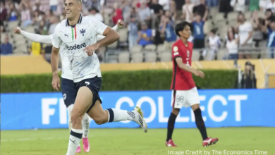 Monterrey players celebrating a goal during their 4-0 victory against Urawa Reds at the Club World Cup