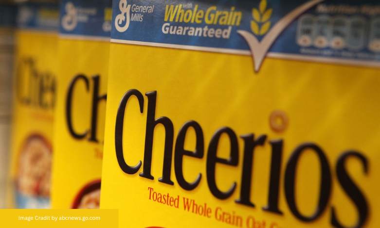 Cheerios boxes featuring Maple, Banana Nut, and Frosted Apple Cinnamon on a grocery store shelf