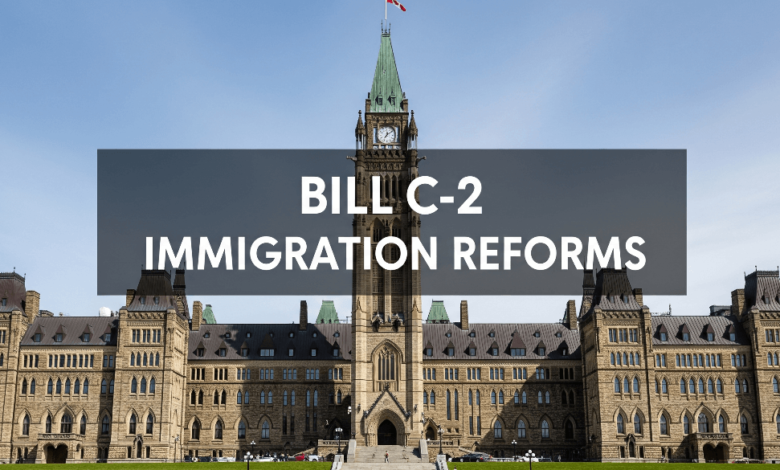 Canadian Parliament building with immigration headline overlayed, symbolizing Bill C-2 immigration reforms