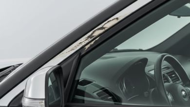Side view of a Ford Explorer SUV showing the B-pillar trim area affected by recall
