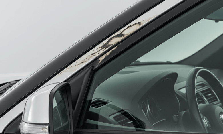 Side view of a Ford Explorer SUV showing the B-pillar trim area affected by recall