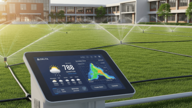 AI-powered smart sprinkler system using live weather data at a Delta school