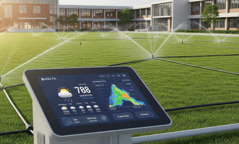 AI-powered smart sprinkler system using live weather data at a Delta school