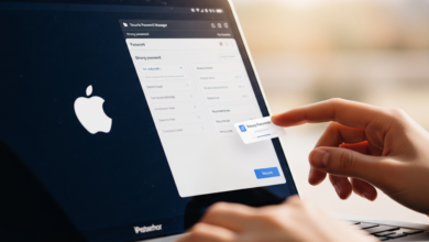 Person using a secure password manager to protect Apple account from data breaches
