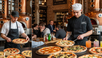 Chef-crafted pizza and cocktails at Frank’s Pizza & Bar inside Resurrection Spirits in East Van, Vancouver.