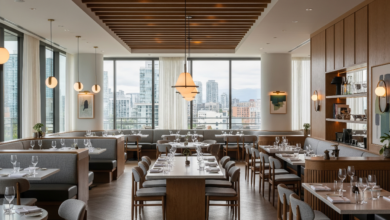 Modern interior of a newly opened restaurant in Vancouver during summer 2025
