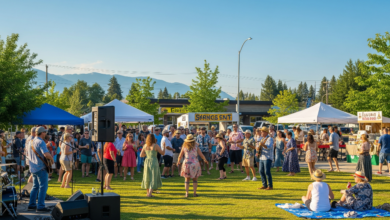 People enjoying a summer outdoor event with live music in Chilliwack