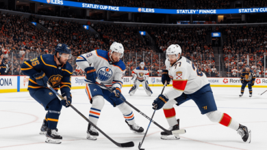 Connor McDavid of the Edmonton Oilers facing off against Matthew Tkachuk of the Florida Panthers in the 2025 Stanley Cup Final