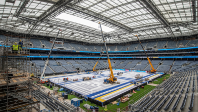 Interior of BC Place Stadium undergoing renovations for FIFA World Cup 2026