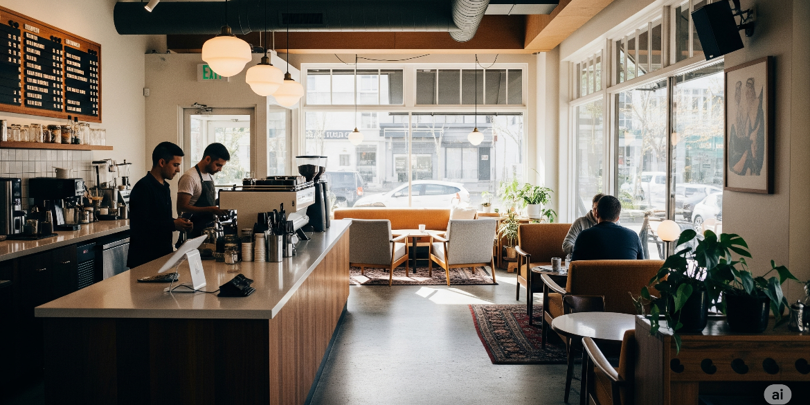 Inside Forecast Coffee East Hastings café with cozy seating, coffee counter, and natural lighting