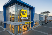 Exterior view of Canada's first Best Buy Express store located in Guildford Town Centre, Surrey
